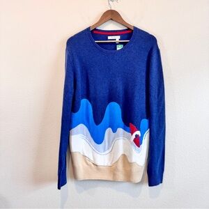 Airplane Graphic Intarsia Sweater Aviation Novelty Hawker Rye L Pullover NWT